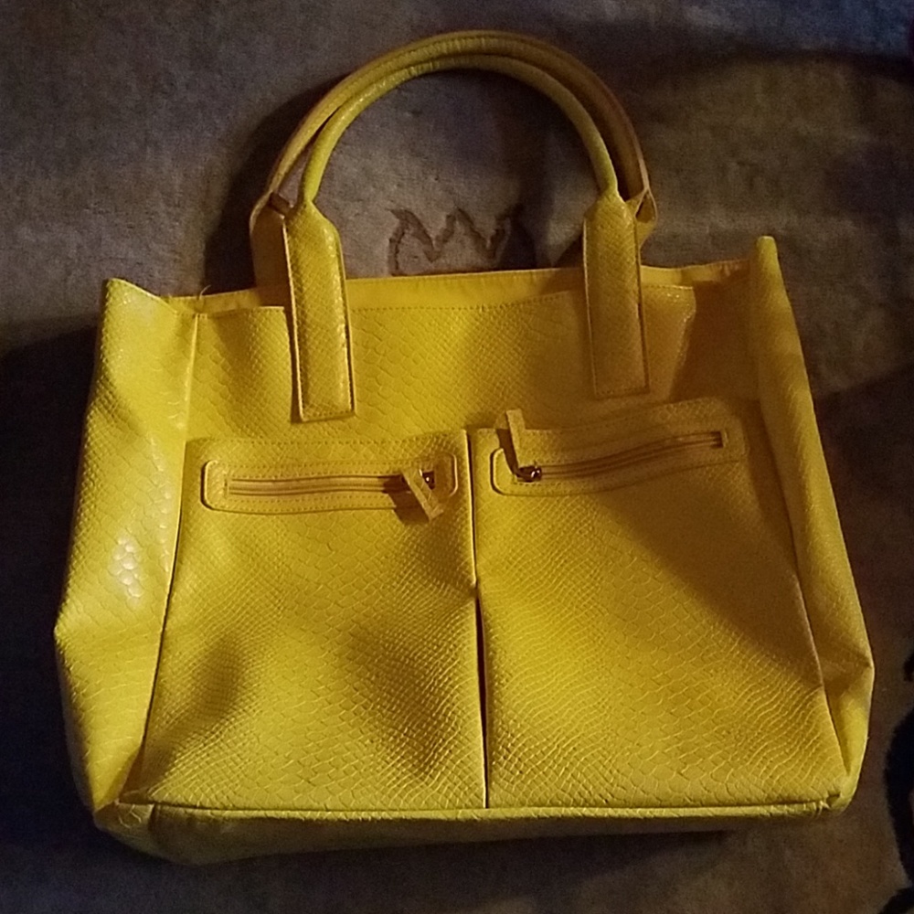 Neiman Marcus Yellow Embossed Leather Tote Bag